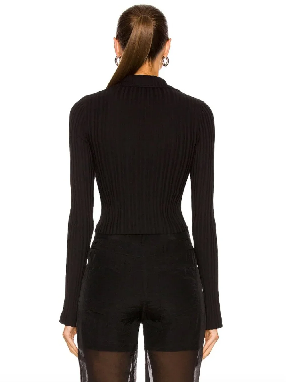 Helmut Lang Long Sleeve Crop Polo Top